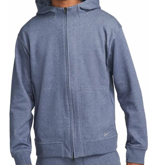 Nike Women's Midnight Navy Yoga Dri-FIT Standard Fit Full-Zip Fleece Hoodie Sz L - Picture 1 of 16